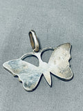 Superior Vintage Native American Zuni Turquoise Sterling Silver Butterfly Pendant-Nativo Arts