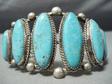 Statement Vintage Native American Navajo Easter Blue Turquoise Sterling Silver Bracelet-Nativo Arts