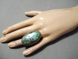 Important Vintage Native American Zuni Andrew Dewa Turquoise Sterling Silver Ring Old-Nativo Arts