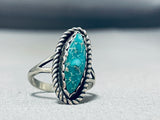 Tight Spiderweb Vintage Native American Navajo Turquoise Sterling Silver Ring Old-Nativo Arts