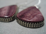 Fabulous Vintage Native American Navajo Purple Spiny Oyster Sterling Silver Earrings Old-Nativo Arts