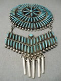 One Of The Finest Vintage Zuni Native American Navajo Turquoise Sterling Silver Pin Old-Nativo Arts