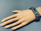 Native American Important Vintage Isleta Turquoise Sterling Silver Bracelet Signed-Nativo Arts