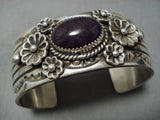 Thick And Heavy!! Vintage Native American Navajo Domed Sugulite Sterling Silver Bracelet Old-Nativo Arts