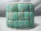 Best Native American Squared Green Turquoise Sterling Silver Bracelet-Nativo Arts