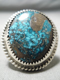Colossal Vintage Native American Navajo Spiderweb Turquoise Sterling Silver Ring Old-Nativo Arts