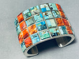 Native American Checkerboard Inlay Navajo Turquoise Shell Sterling Silver Bracelet-Nativo Arts