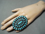 One Of The Best Ever Vintage Native American Navajo Turquoise Cluster Sterling Silver Ring-Nativo Arts