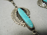 Unique Vintage Native American Navajo Royston Turquoise Sterling Silver Necklace Old-Nativo Arts
