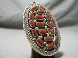 Impressive Navajo Coral Cluster Sterling Silver Ring Native American-Nativo Arts