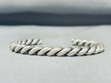 Wonderful Thick Rope Vintage Native American Navajo Sterling Silver Rope Bracelet-Nativo Arts