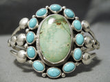 Native American Important Verdy Jake Carico Lake Turquoise Sterling Silver Bracelet Cuff-Nativo Arts