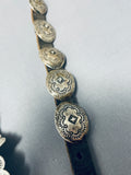 Unbelievable Hand Tooled Vintage Native American Navajo Sterling Silver Concho Belt-Nativo Arts