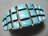 Important Vintage Native American Navajo Verdy Jake Blue Turquoise Sterling Silver Bracelet-Nativo Arts