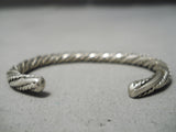 Impressive Vintage Navajo Twist Sterling Silver Native American Bracelet Old-Nativo Arts