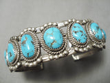 Opulent Vintage Native American Navajo Spiderweb Turquoise Sterling Silver Bracelet Old-Nativo Arts