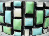 Heavy Huge Vintage Native American Navajo Turquoise Gaspeite Sterling Silver Bracelet-Nativo Arts