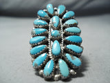 Louis Morgan Vintage Native American Navajo Turquoise Cluster Sterling Silver Ring Old-Nativo Arts