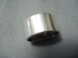 Important Ray Adakai Vintage Native American Navajo Internal Silver Work Sterling Ring-Nativo Arts