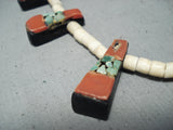 Native American Early 1900's Vintage Santo Domingo Turquoise Sterling Silver Necklace Old-Nativo Arts
