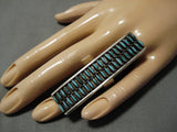 Fabulous Vintage Zuni Native American Sterling Silver Needle Turquoise Ring-Nativo Arts