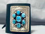 Traditional Vintage Native American Navajo Morenci Turquoise Sterling Silver Bowguard-Nativo Arts