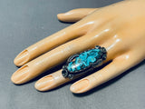 Fabulous Vintage Native American Navajo Old Deposit Turquoise Sterling Silver Ring-Nativo Arts