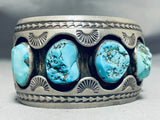 Huge Vintage Native American Navajo Signed Sterling Silver Turquoise Bracelet-Nativo Arts