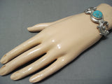 Unique Tso Vintage Native American Navajo Blue Gem Turquoise Sterling Silver Bracelet-Nativo Arts