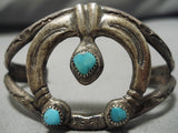 Very Rare Vintage Native American Navajo Naja Turquoise Sterling Silver Bracelet Old-Nativo Arts