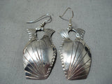 Marvelous Vintage Native American Navajo Sterling Silver Wedding Vase Earrings Old-Nativo Arts