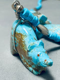 Native American Completely Hand Carved Turquoise Zuni Sterling Silver Heishi Necklace-Nativo Arts