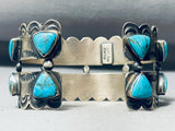 Russ Sam Vintage Native American Navajo Teardrop Turquoise Sterling Silver Bracelet-Nativo Arts