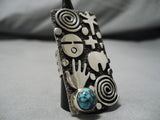 Incredible Vintage Native American Navajo Lone Mountain Turquoise Sterling Silver Ring-Nativo Arts