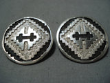 Important Vintage Navajo Sterling Silver Earrings Native American-Nativo Arts