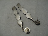 Exquisite Vintage Native American Zuni Blue Gem Turquoise Sterling Silver Earrings Old-Nativo Arts