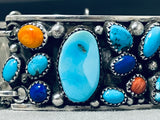 One Of The Best Ever Vintage Native American Navajo Turquoise Sterling Silver Clasp Bracelet-Nativo Arts