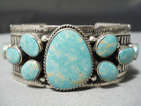 Puddles Of Turquoise Vintage Native American Navajo Sterling Silver Bracelet-Nativo Arts