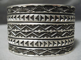 Detailed Huge Heavy Vintage Native American Navajo Sterling Silver Wide Bracelet Cuff-Nativo Arts