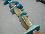 Huge Longer Vintage Navajo Turquoise Abalone Shell Native American Necklace Old-Nativo Arts