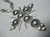 One Of The Best Ever Vintage Native American Navajo Turquoise Cross Sterling Silver Necklace-Nativo Arts