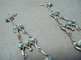 Fabulous Vintage Native American Zuni Turquoise Sterling Silver Chandelier Earrings-Nativo Arts