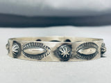 Marvelous Native American Navajo Sterling Silver Bangle Bracelet Signed Elvira Bill-Nativo Arts