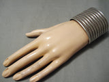 Native American Towering Huge Hand Wrought Sterling Silver Bracelet Old-Nativo Arts