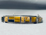 Julian Arviso Vintage Native American Navajo Tiger's Eye Jet Sterling Silver Bracelet-Nativo Arts