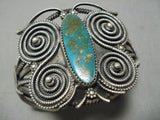 Most Intricate Vintage Native American Navajo Sterling Silver Coil Royston Turquoise Bracelet-Nativo Arts