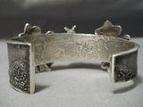 So Unique!! Vintage Native American Navajo Lady Bug Sterling Silver Heavy Bracelet-Nativo Arts