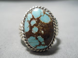 Important Vintage Native American Navajo #8 Turquoise Sterling Silver Ring-Nativo Arts