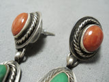 Tommy Jackson Vintage Native American Navajo Damale Turquoise Sterling Silver Earrings Old-Nativo Arts