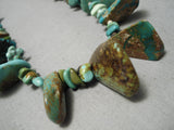 Stunning Vintage Native American Navajo Teardrop Royston Turquoise Sterling Silver Necklace-Nativo Arts